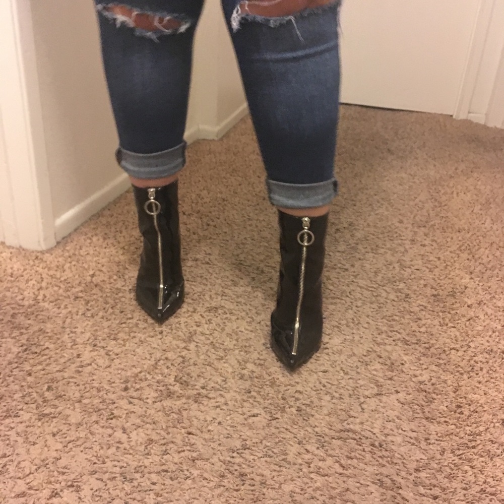 Schutz Kenia Black Patent Leather Booties - Picture 13 of 13